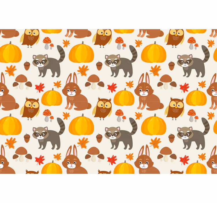 Persiana enrollable infantil mapache búho conejo calabaza - TenVinilo