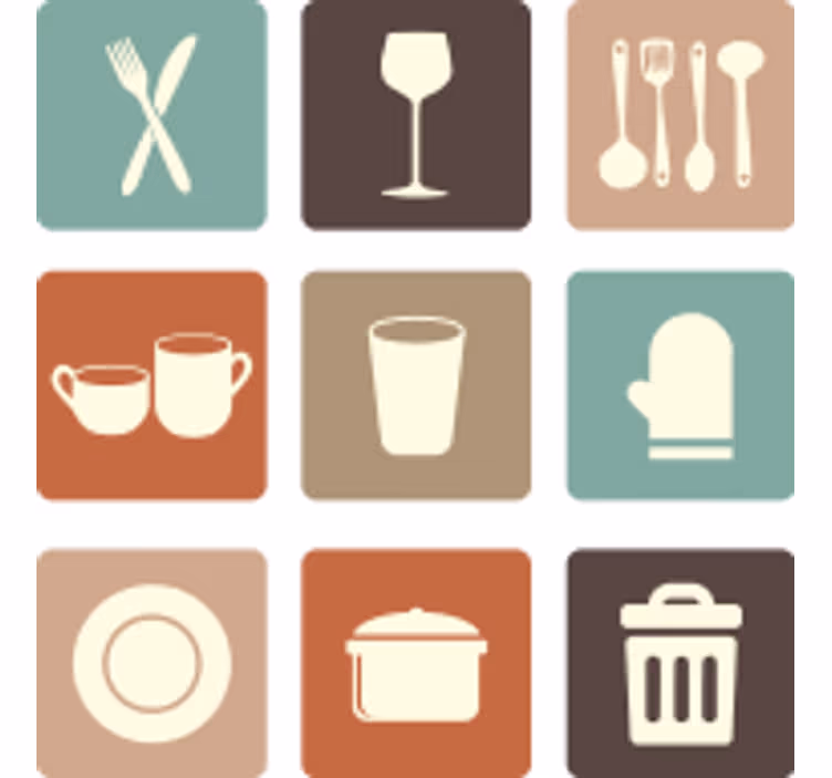 Persiana enrollable para cocina iconos de cajones - TenVinilo