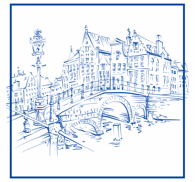 Persiana enrollable para cocina casas de canal azul delft - TenVinilo