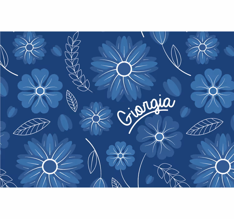 Persiana enrollable azul diseño elegante de flores - TenVinilo