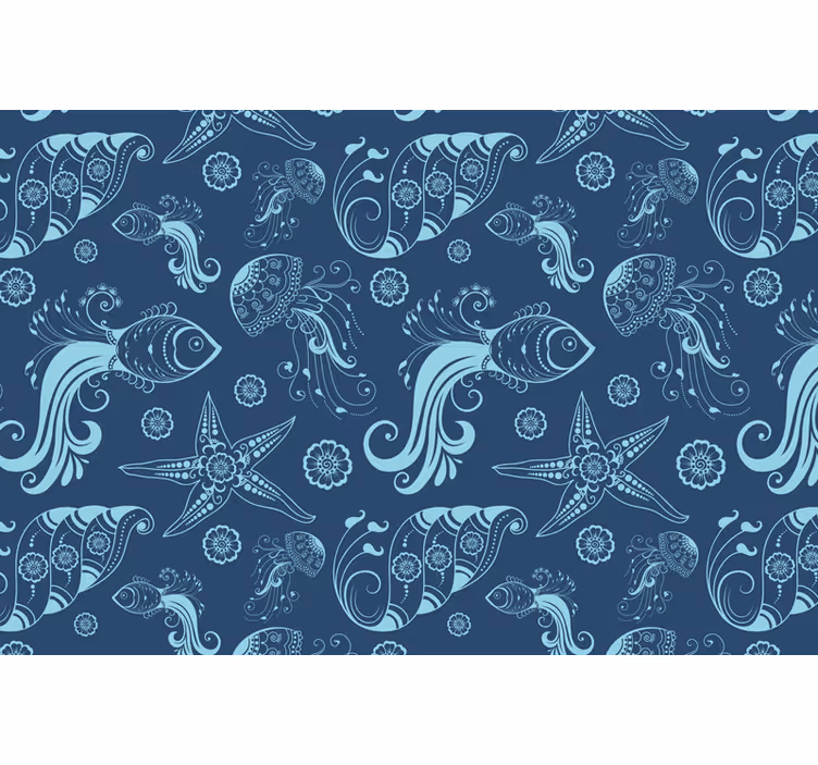 Persiana enrollable azul vida marina ornamental - TenVinilo