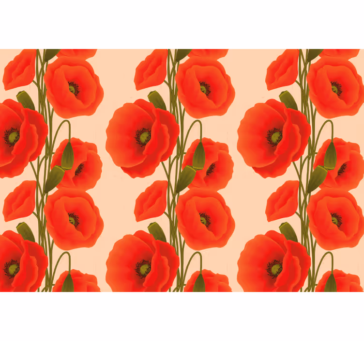 Persiana enrollable roja con estampado de amapolas - TenVinilo