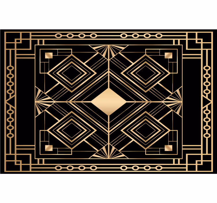 Persiana enrollable negra patrón deco arte moderno dorado - TenVinilo