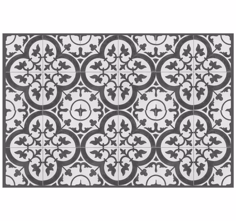 Persiana enrollable gris azulejos de cemento ornamental - TenVinilo