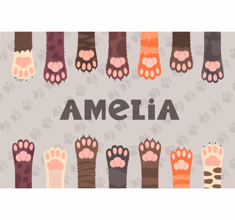 Persiana enrollable beige set de patas de gatos de colores - TenVinilo