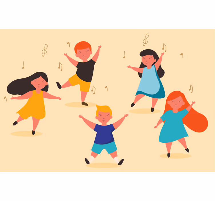Persiana enrollable beige niños bailando - TenVinilo