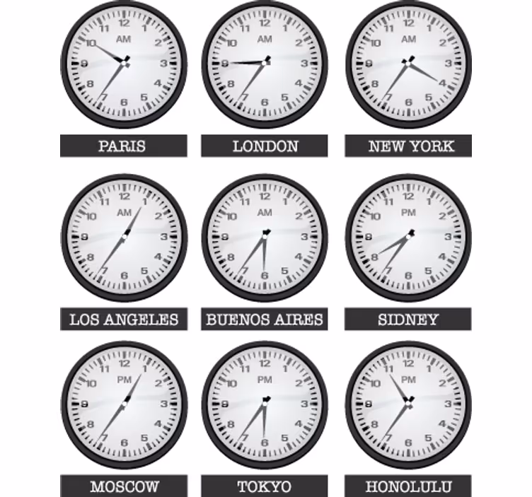 Persiana enrollable oficina vinilo decorativo horarios mundo - TenVinilo