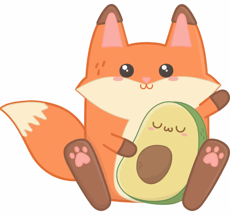 Persiana enrollable infantil zorro kawaii con aguacate - TenVinilo