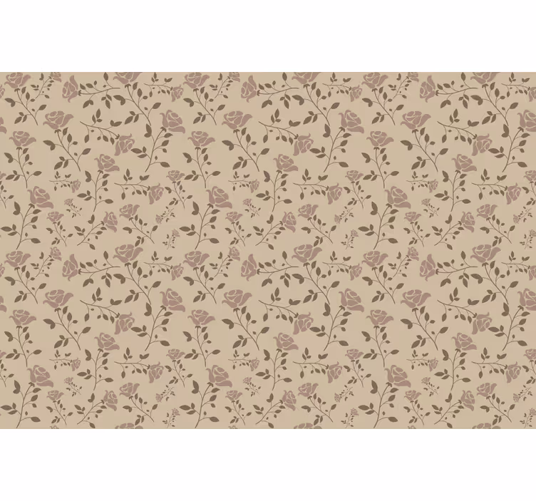 Persiana enrollable beige con patrón rosa vintage marrón - TenVinilo