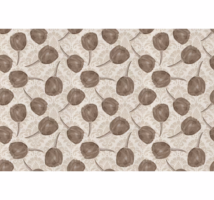 Persiana enrollable beige con patrón de tulipanes grises - TenVinilo