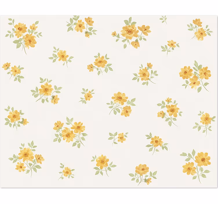 Persiana enrollable blanca con delicado estampado floral - TenVinilo