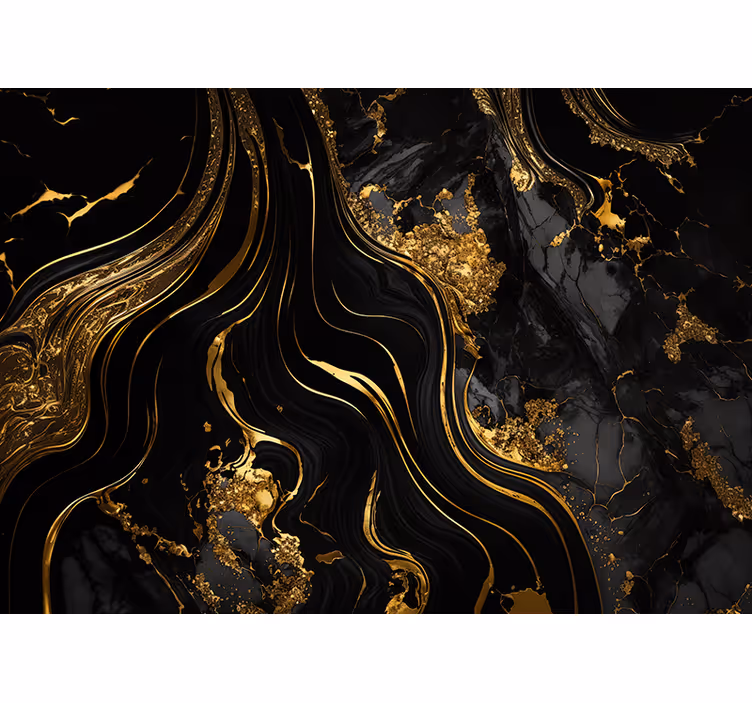 Persiana enrollable textura mármol negro y dorado - TenVinilo