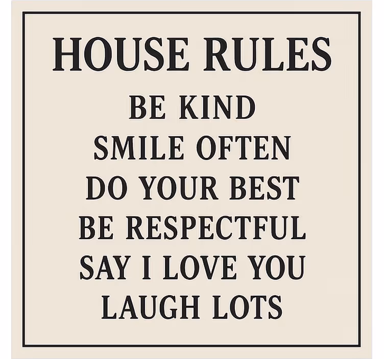 Persiana enrollable frase reglas básicas del hogar - TenVinilo