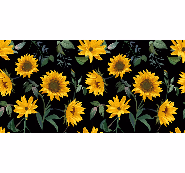 Persiana enrollable negra girasoles fondo negro - TenVinilo
