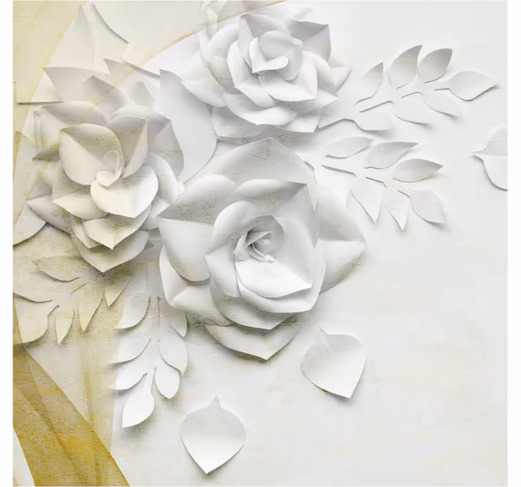 Persiana enrollable para baño flores doradas y blancas - TenVinilo