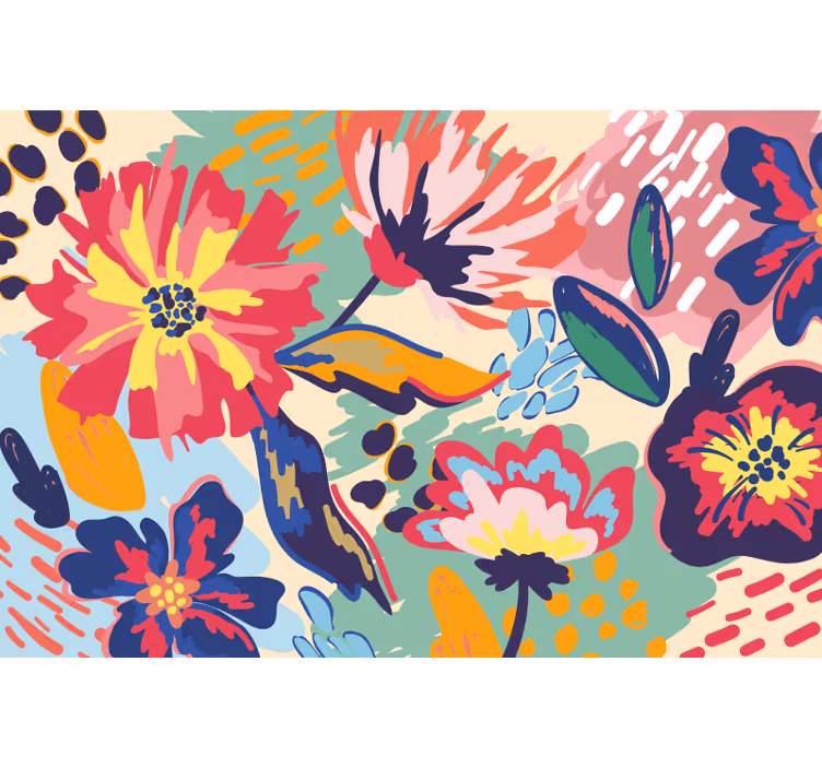 Persiana enrollable para baño moderno de flores pintadas - TenVinilo