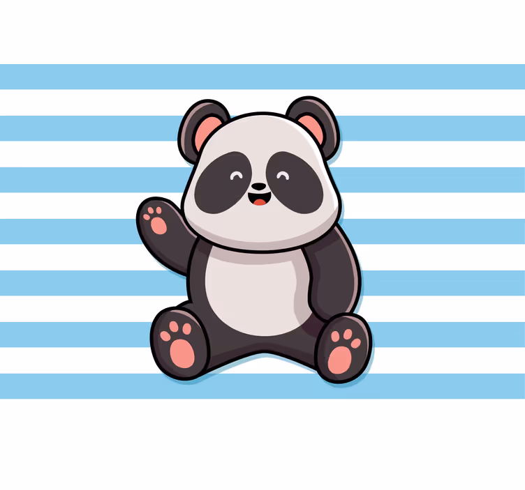 Persiana enrollable divertido panda feliz sobre rayas - TenVinilo