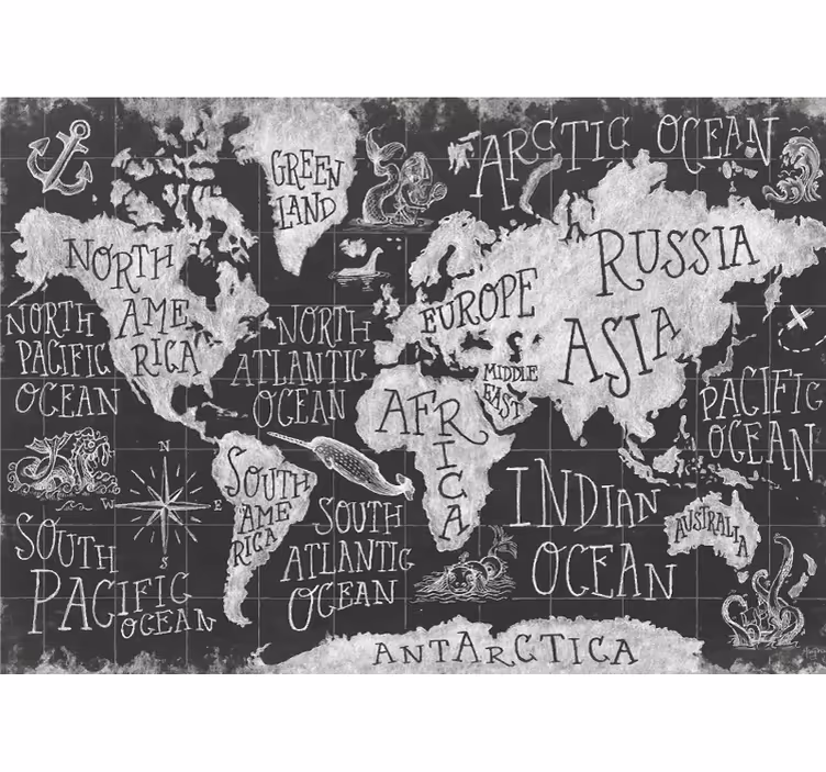 Persiana enrollable mapamundi mapa del mundo mítico - TenVinilo