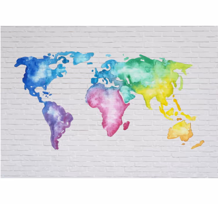 Persiana enrollable mapamundi mapa mundial colorido - TenVinilo
