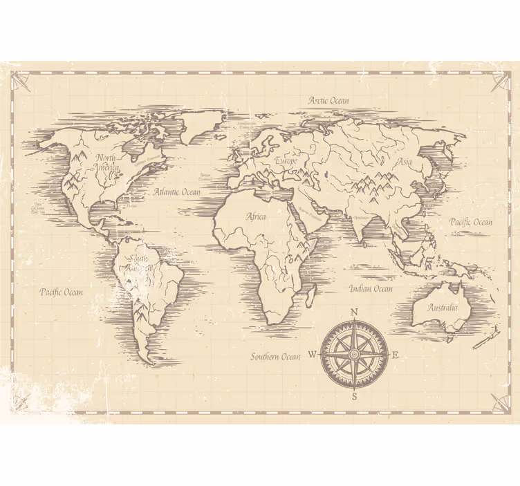 Persiana enrollable mapamundi mapa mundi vintage - TenVinilo