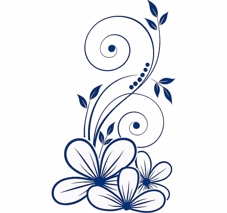 Persiana enrollable floral remolino floral en azul - TenVinilo