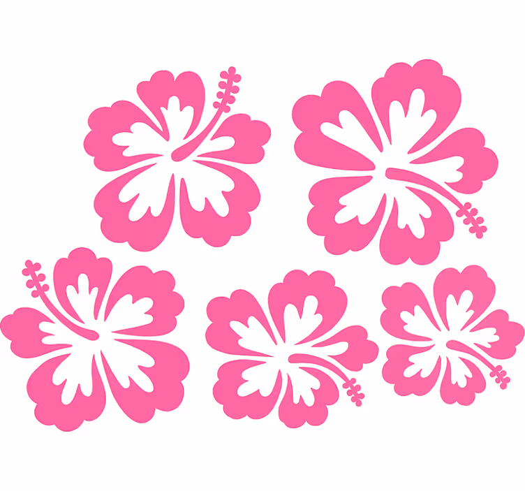 Persiana enrollable floral silueta de flores hibisco rosa - TenVinilo
