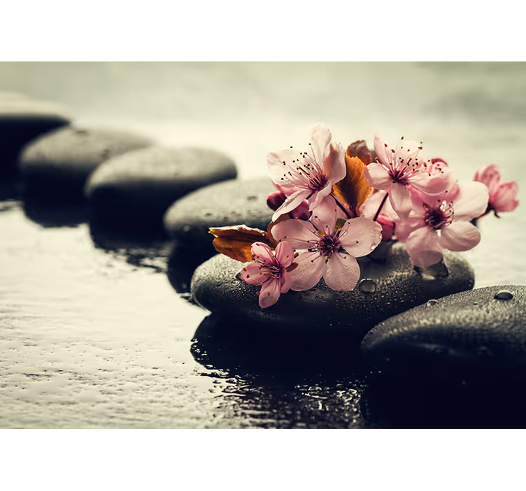 Persiana enrollable zen serenidad floral de piedras - TenVinilo
