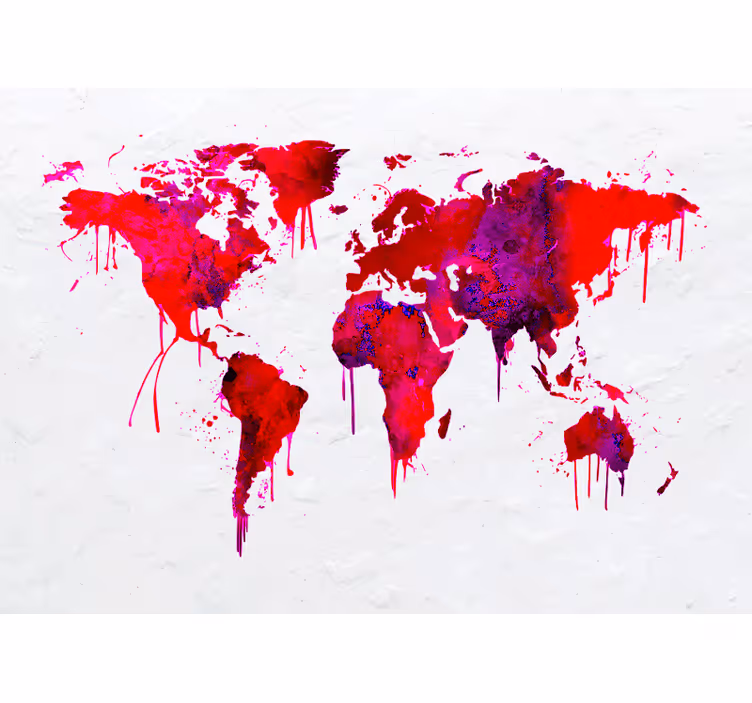 Persiana enrollable roja mapa mundial acuarela roja - TenVinilo