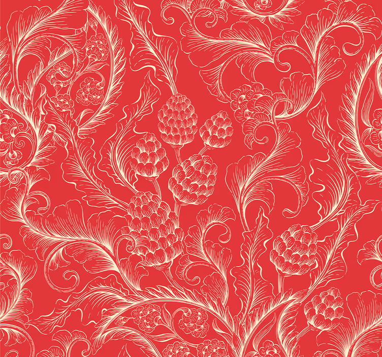 Persiana enrollable roja ilustración paisley - TenVinilo