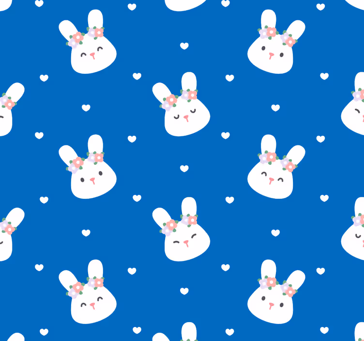 Persiana enrollable para bebé con conejitos en azul - TenVinilo