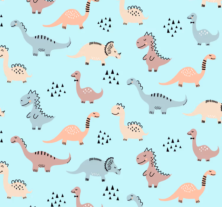 Persiana enrollable para bebé fondo azul con dinosaurios - TenVinilo