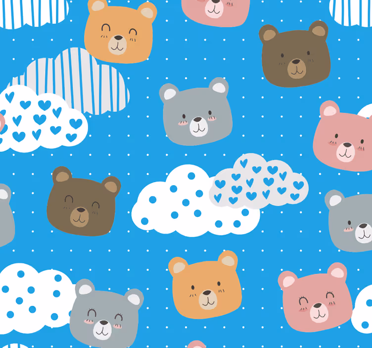 Persiana enrollable para bebé oso minimalista fondo azul - TenVinilo