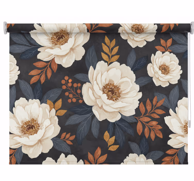 Persiana enrollable para balcón diseño de flores clásicas - TenVinilo