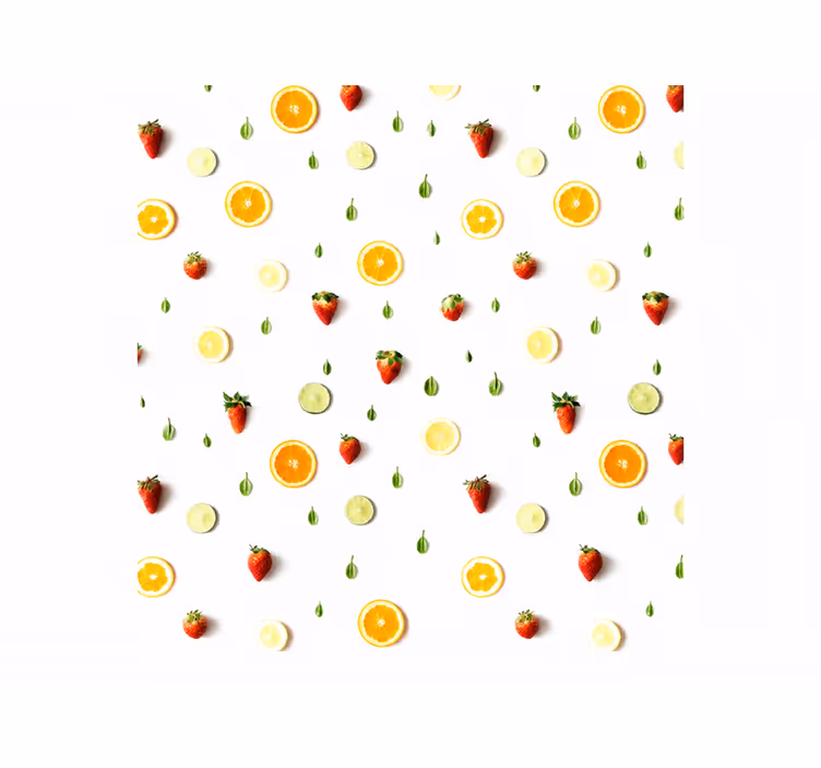 Persiana enrollable amarilla con patrón de frutas realista - TenVinilo