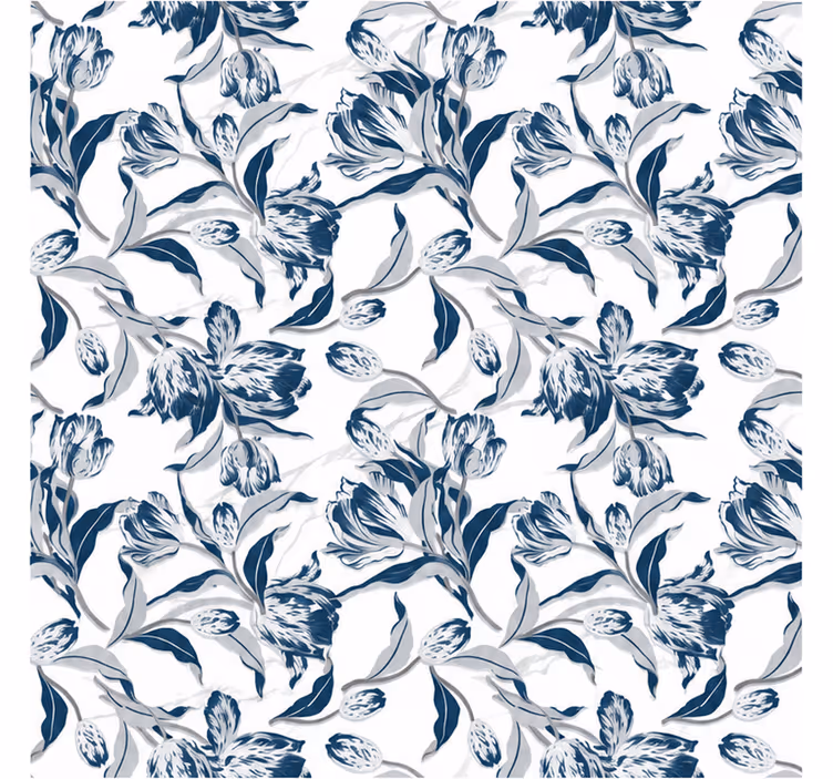 Persiana enrollable azul patrón floral vintage claro - TenVinilo
