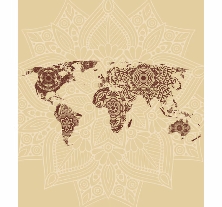 Estor elegante Mapa del mundo estilo mandala - TenVinilo
