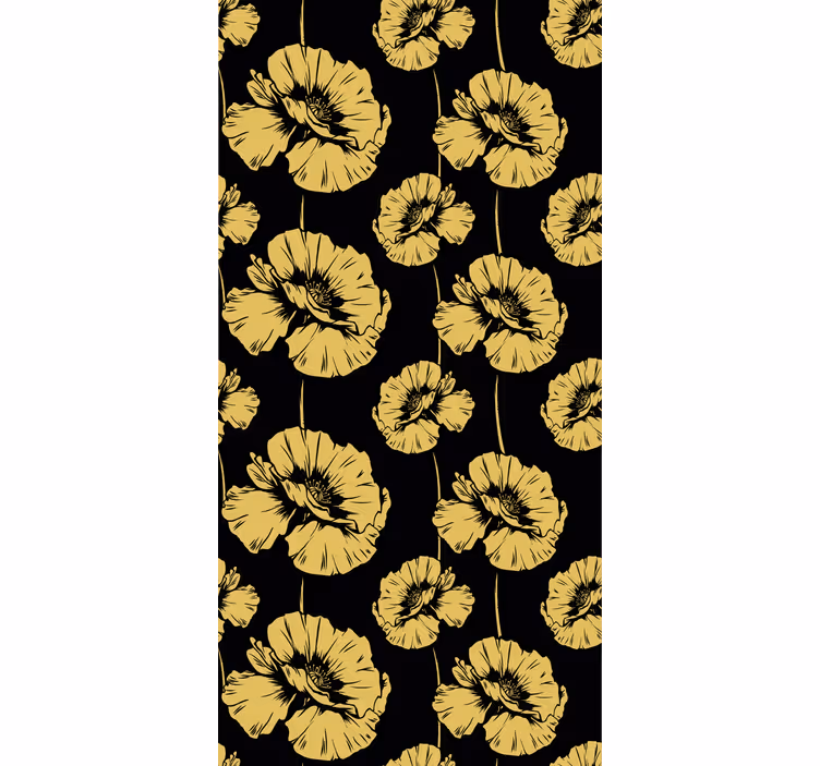 Persiana enrollable floral diseño amarillo y negro - TenVinilo