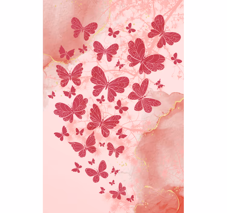 Persiana enrollable mariposa arreglo de corazón rosa - TenVinilo