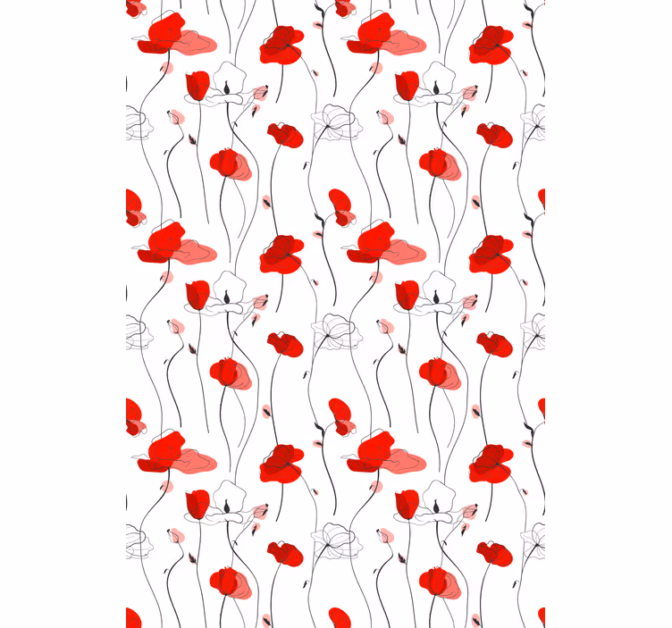 Estor floral Dibujo de amapolas - TenVinilo