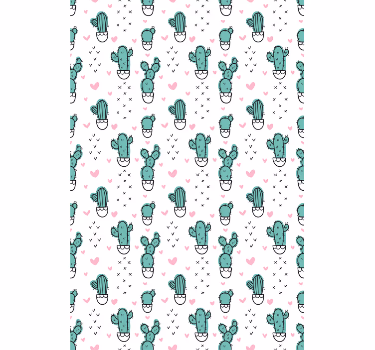 Estor habitación matrimonio Cactus de dibujos animados y corazone - TenVinilo
