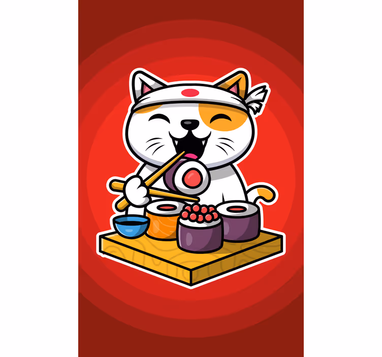 Persiana enrollable animales sushi de gato feliz - TenVinilo