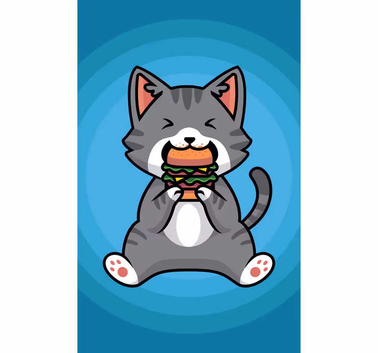 Estor infantil Gato comiendo una hamburguesa - TenVinilo