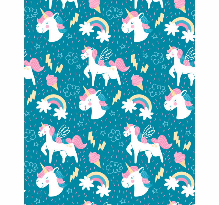 Persiana enrollable infantil patrón de unicornio azul - TenVinilo