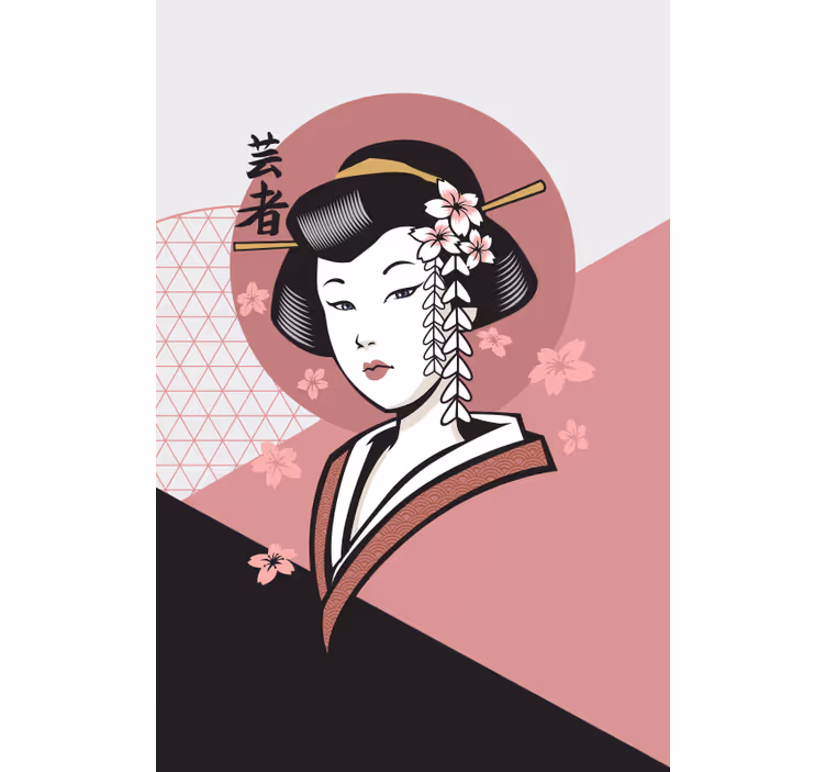 Persiana enrollable dibujos mujer japonesa elegante - TenVinilo