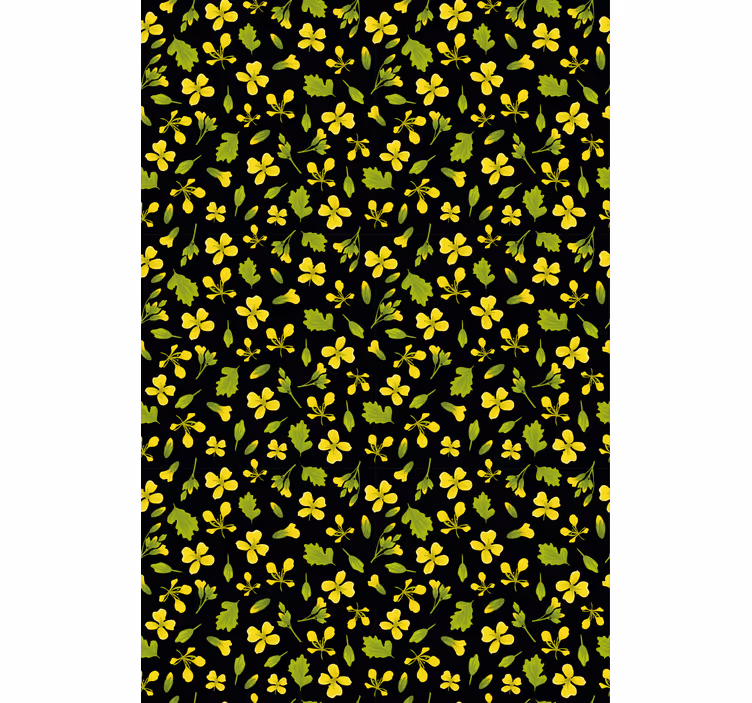 Persiana enrollable flores patrón amarillo y negro - TenVinilo