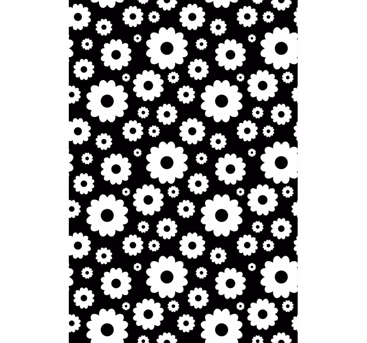 Persiana enrollable floral estampado en blanco y negro - TenVinilo