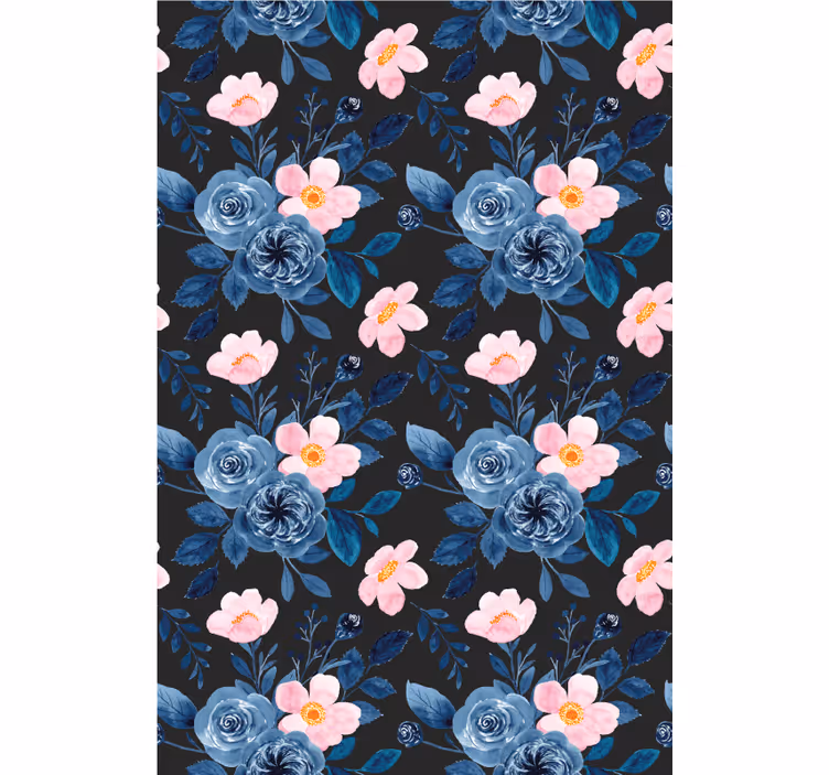 Persiana enrollable flores motivo floral azul - TenVinilo