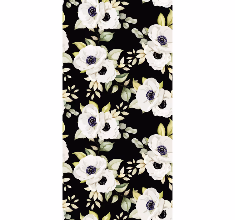 Persiana enrollable floral elegantes flores blancas - TenVinilo