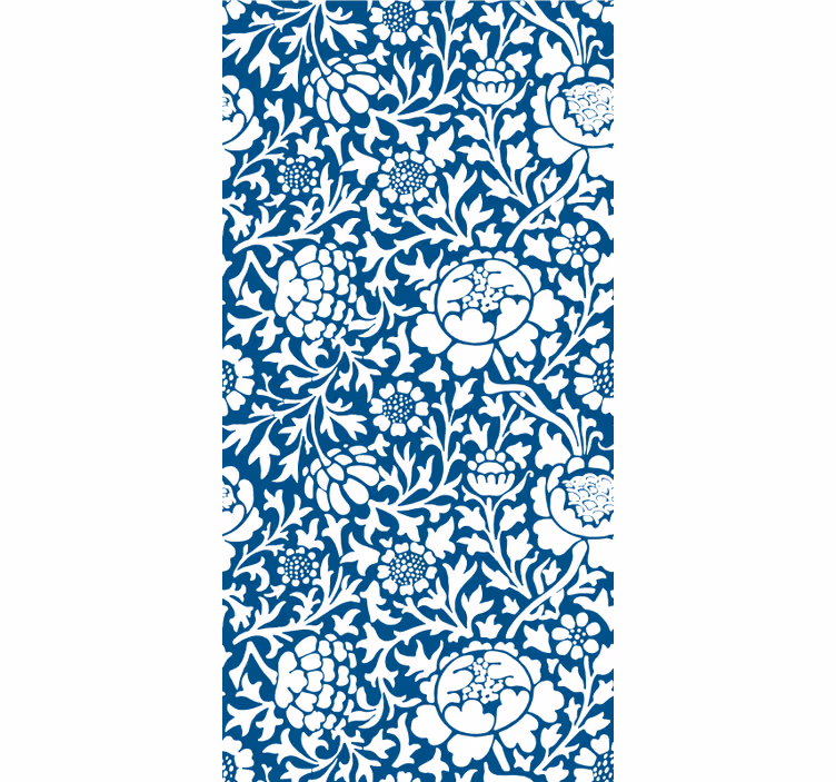 Persiana enrollable floral patrón vintage azul - TenVinilo