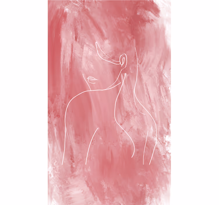 Estor dibujos Silueta de mujer sobre una pintura rosa - TenVinilo